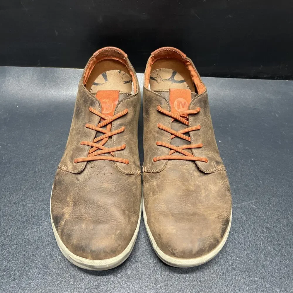 Merrell Freewheel Cushion Shoes Lace Brown Leather Casual Dress Mens 13, J41385.